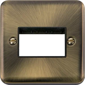 Click Scolmore Front Plate 1 Gang 3 Aperture Antique Brass Black Insert