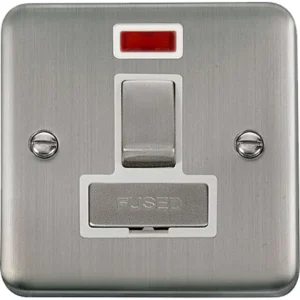Click Scolmore Connection Unit Ingot DP Switched Fused Neon 13A Stainless Steel White Insert