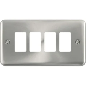 Click Scolmore Front Plate Deco Plus 4 Gang Satin Chrome