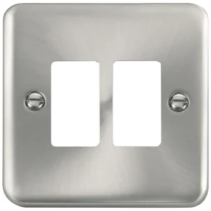 Click Scolmore Front Plate Deco Plus 2 Gang Satin Chrome