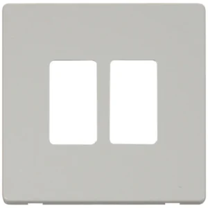 Click Scolmore Screwless Cover Plate Polar White 2 Gang GridPro Frontplate