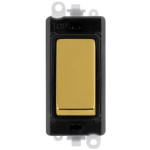 Click Scolmore Black Frame 20AX Polished Brass Double Pole Switch Module