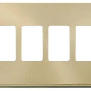 Click Scolmore Victorian Satin Brass 4 Gang GridPro Frontplate