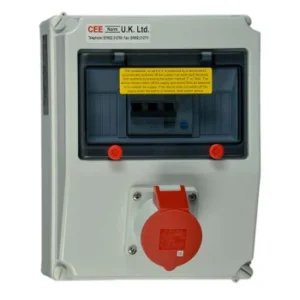 Newlec Industrial Power Socket RCD Surface Wall 3 Pole+Neutral+Earth 16A 30mA 415V IP44 Red
