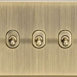 Knightsbridge MLA 10AX 3G 2 Way Toggle Switch - Square Edge Antique Brass
