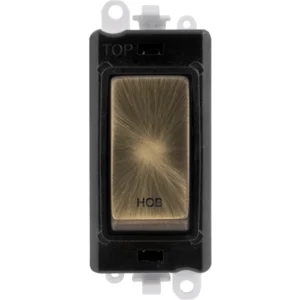 Click Scolmore Hob Laser Etched Legend Black Frame 20AX Antique Brass Double Pole Switch Module