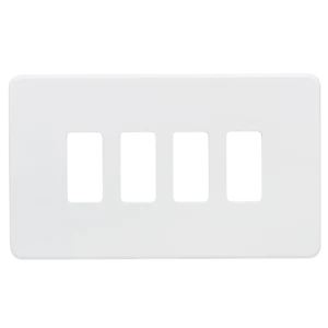 Knightsbridge MLA Screwless 4G grid faceplate - matt white