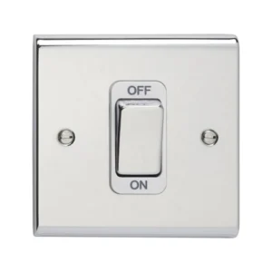 Deta Control Switch 1 Gang DP 50A Chrome White Insert