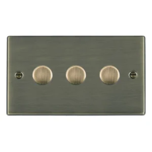 Hamilton Dimmer Switch 3 Gang LED 2 Way Push On/Off 100W 85X145mm Antique B