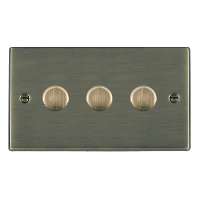 Hamilton Dimmer Switch 3 Gang LED 2 Way Push On/Off 100W 85X145mm Antique B - Image 2
