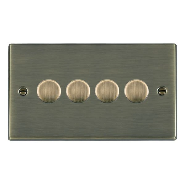 Hamilton Dimmer Switch 4 Gang LED 2 Way Push On/Off 100W 85X145mm Antique B