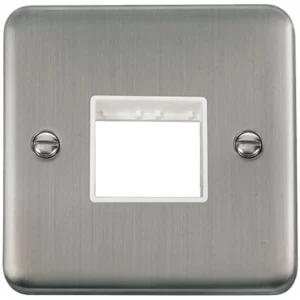 Click Scolmore Front Plate 1 Gang 2 Aperture Stainless Steel White Insert