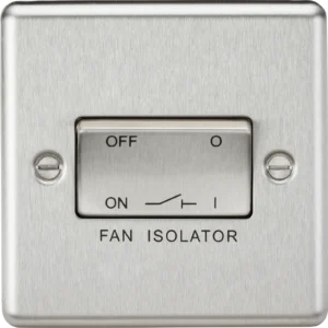 Knightsbridge MLA 10AX 3 Pole Fan Isolator Switch - Rounded Edge Brushed Chrome