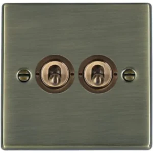 Hamilton Switch Dolly 2 Gang 2 Way 10A 88X88mm Antique Brass