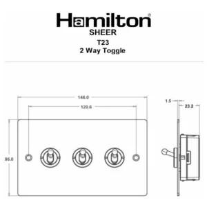 Hamilton Switch Dolly 3 Gang 2 Way 10A 146X86mm Antique Brass