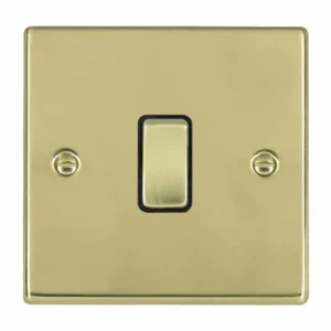Hamilton Switch Rocker 1 Gang 2 Way 10A 88X88mm Polished Brass Black Insert