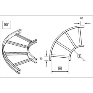 Unistrut Bend 90° Flat For Cable Ladder U12 300mm Steel Hot Dipped Galvanised