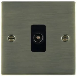 Hamilton Socket 1 Gang Tv Coax 86X86mm Antique Brass Black Insert
