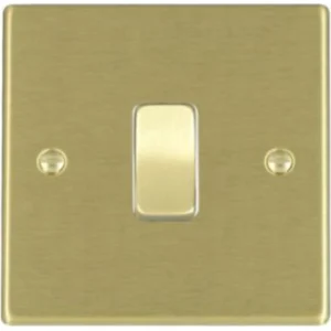 Hamilton Switch Rocker 1 Gang 2 Way 10A 88X88mm Satin Brass/Satin Brushed White Insert