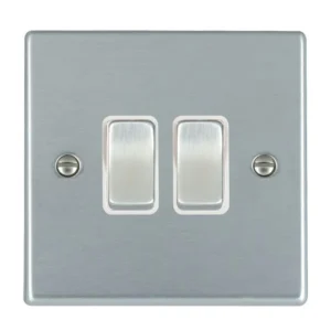 Hamilton Switch Rocker 2 Gang 2 Way 10A 88X88mm Satin Chr/Sat Chrome White Insert
