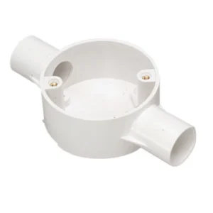 MK Electric Circular Box Through 2 Way 20mm White PVC-U