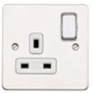 MK Electric Socket 1 Gang Switched DP Dual Earth 13A Brushed Stainless Steel Black Insert