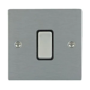 Hamilton Switch Rocker 1 Gang 2 Way 10A 86X86mm Satin Steel/Satin Steel Black Insert