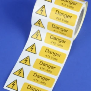 Industrial Signs Yellow And Black 75X25Mm Roll Of 250 Danger 415V Signs