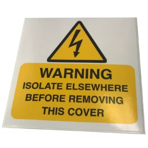 Industrial Signs Warning Isolate Elsewhere S/A Vinyl 75 x 75mm