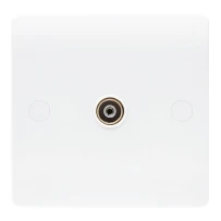 Newlec White Slimline Curved 1 Gang TV Co-Axial Socket