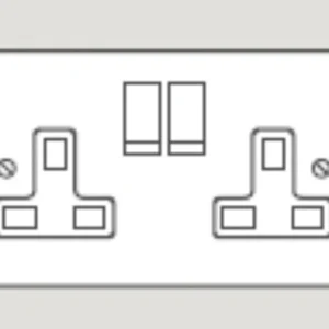 Wandsworth Socket Interior 2 Gang DP Switched 13A Satin Chrome Dual Earth