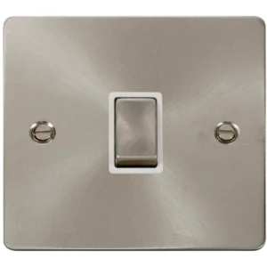 Click Scolmore Switch DP 20A Brushed Stainless White Insert