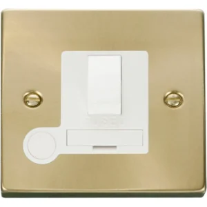 Click Scolmore Connection Unit Switched Flex Outlet 13A Sat Brass White Insert Victo