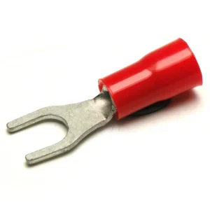 Newlec 0.25-1.5mm² Pre-Insulated Fork Terminal M4 Stud Red