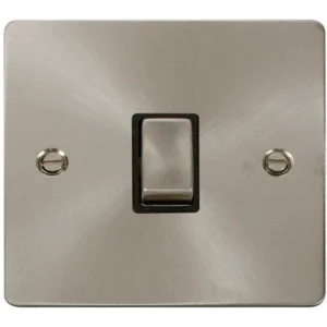 Click Scolmore Switch DP 20A Brushed Stainless Black Insert