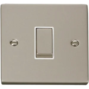 Click Scolmore Plate Switch 1 Gang Intermediate 10A Pearl Nickel White Insert Victorian