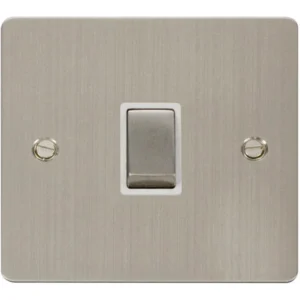 Click Scolmore Switch DP 20A Stainless Steel White Insert