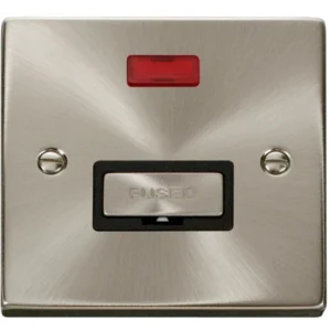 Click Scolmore Connection Unit Ingot Neon 13A Sat Chrome Black Insert Victorian