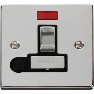 Click Scolmore Connection Unit Ingot Switched Flex Outlet&13A Polished Chrome Neon Black