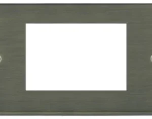Hamilton Front Plate Double 3 Eurofix Apertures+Grid 144X85mm Antique Brass