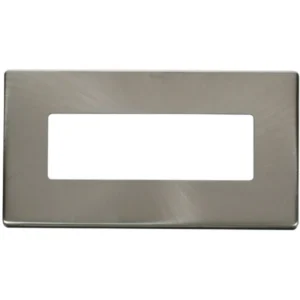 Click Scolmore Front Plate 2 Gang 6 In-Line Aperture Brushed Stainless