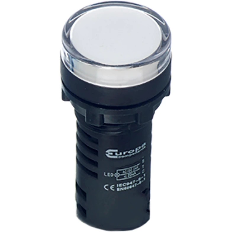 Europa Pilot Light LED IP65 24V Ac/Dc 22.5mm White Plastic - Image 2