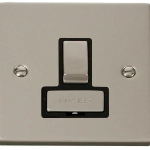 Click Scolmore Connection Unit Ingot Switched 13A Pearl Nickel Black Insert Victorian