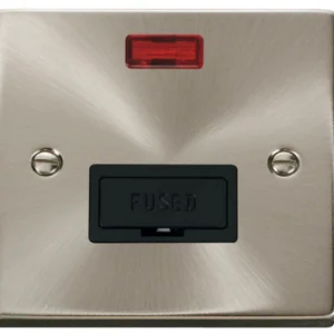 Click Scolmore Victorian Satin Chrome Black Insert 13A Fused Connection Unit With Neon