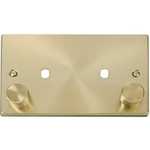 Click Scolmore Front Plate 2 Gang 2 Module Satin Brass Black&White Gasket Victoria