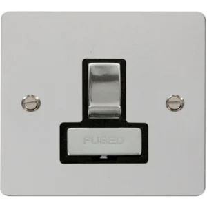 Click Scolmore Connection Unit Switched Fused 13A Polished Chrome Black Insert