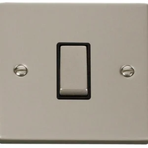 Click Scolmore Victorian Pearl Nickel Black Insert 10AX Ingot 1 Gang 2 Way Plate Switch
