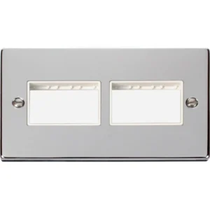 Click Scolmore Front Plate 2 Gang 6 Aperture 2X3 Polished Chrome White Gasket Victori
