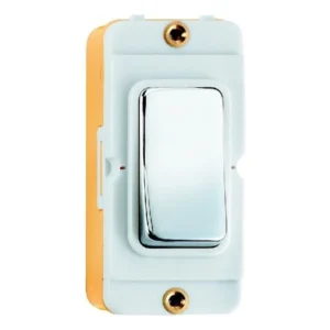 Hamilton Insert Rocker 1 Gang 2 Way 10A Bright Chrome/White