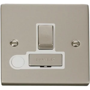 Click Scolmore Connection Unit Ingot Switched Flex Outlet 13A Pearl Nickel White Insert